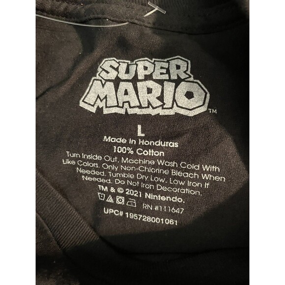 Super Mario Graphic T-Shirt Uni-Sex Black Size L - Picture 4 of 4